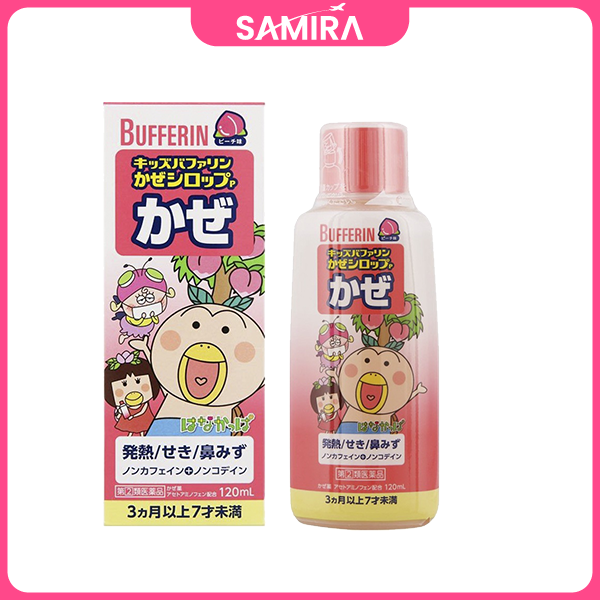 Siro thảo dược Bufferin cho bé cảm cúm Hồng Vị đào - 120ml