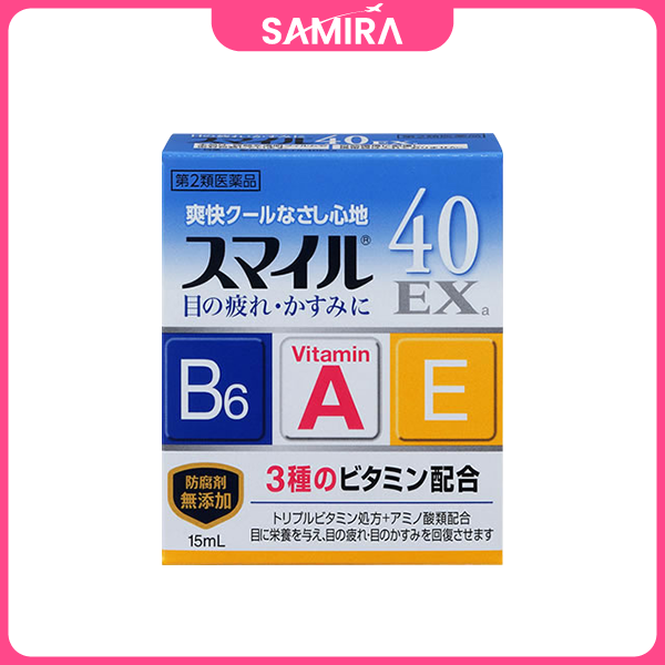 Thuốc nhỏ mắt vitamin B6,A,E Lion Smile 40 EX xanh dương 15mL