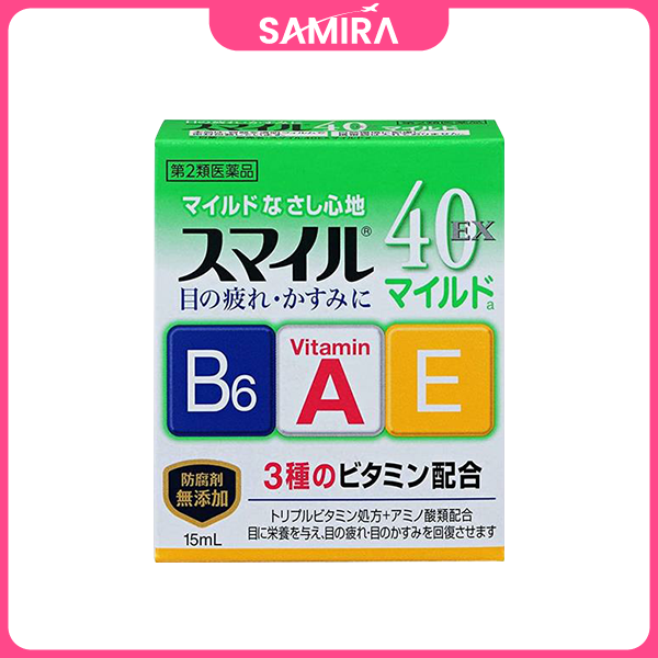Thuốc nhỏ mắt vitamin Mild B6,A,E Lion Smile 40 EX xanh lá - 15mL